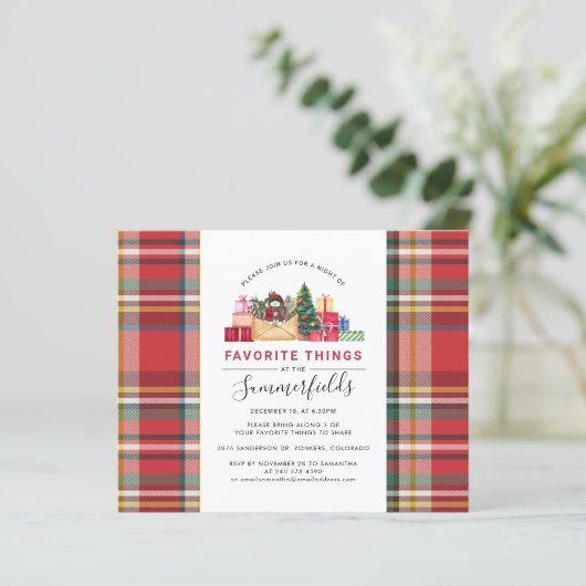 Papier Budget Plaid Noël Favoris Chose Invitation (Debout devant)