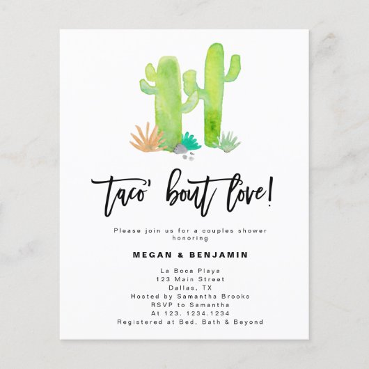 Papier Budget Plaisir Couples Succulents Douche Invitatio (Devant)