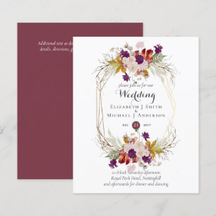 Papier Budget plum Blush rose Floral Mariage Invite
