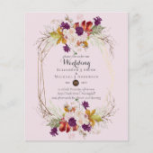 Papier BUDGET Plum et Coral Floral Faire-part de mariage (Devant)