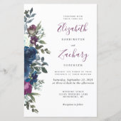 Papier Budget Plum Floral Marine Blue Faire-part de maria (Devant)