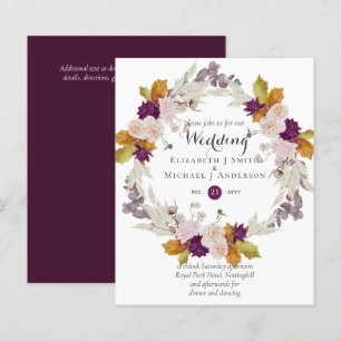 Papier Budget Plum Ginger Wreath Wedding Invite