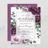 Papier Budget Plum Peonies Bachelorette Party Invitation (Devant / Derrière)