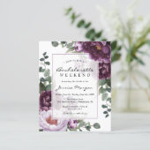 Papier Budget Plum Peonies Bachelorette Party Invitation (Debout devant)