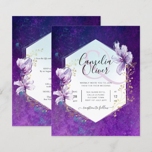 Papier Budget Plum Purple Floral Mariage All-in-1 (Devant / Derrière)