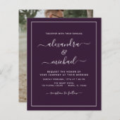 Papier Budget Plum violet Mariage avec invitation photo (Devant / Derrière)