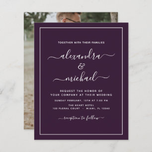 Papier Budget Plum violet Mariage avec invitation photo