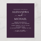 Papier Budget Plum violet Mariage avec invitation photo (Devant)