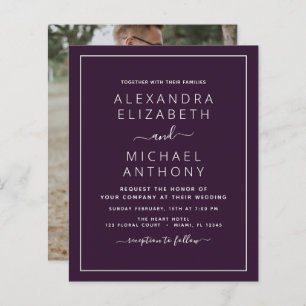 Papier Budget Plum violet Mariage avec invitation photo