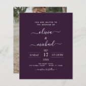 Papier Budget Plum violet Mariage avec invitation photo (Devant / Derrière)