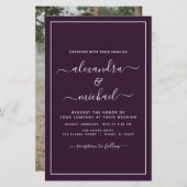 Papier Budget Plum violet Mariage avec invitation photo (Devant / Derrière)