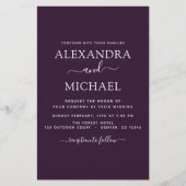 Papier Budget Plum violet Mariage Typographie moderne (Devant)
