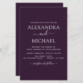 Papier Budget Plum violet Mariage Typographie moderne (Devant / Derrière)