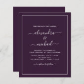 Papier Budget Plum violet Mariage Typographie moderne (Devant / Derrière)