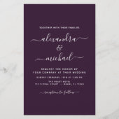 Papier Budget Plum violet Mariage Typographie moderne (Devant)