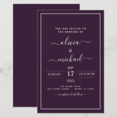 Papier Budget Plum violet Mariage Typographie moderne (Devant / Derrière)