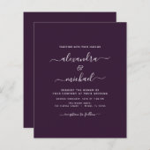 Papier Budget Plum violet Mariage Typographie moderne (Devant / Derrière)