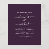 Papier Budget Plum violet Mariage Typographie moderne (Devant)
