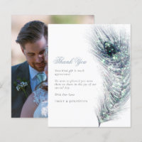 BUDGET Plume de Paon Photo Mariage Remerciements