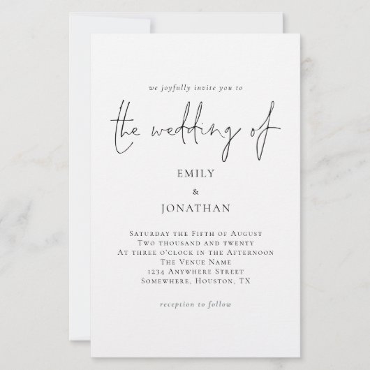 Papier Budget plus grand Faire-part de mariage noir blanc (Devant)