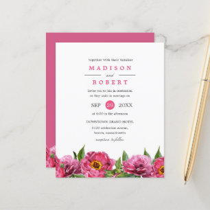 Papier BUDGET Plutôt Rose Magenta Peonies Mariage Floral