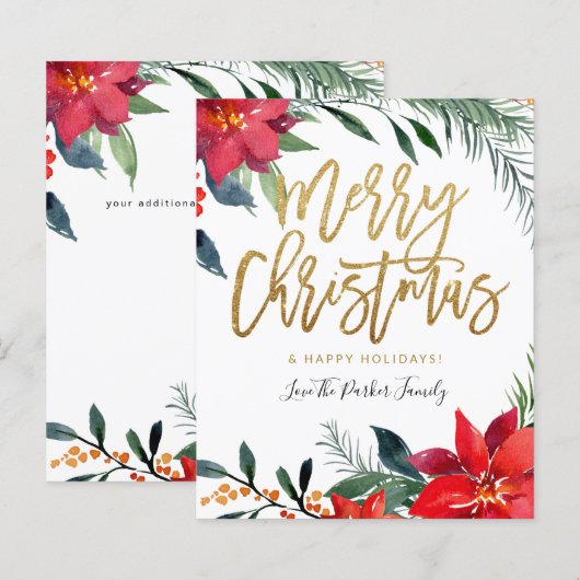 Papier Budget Poinsettia Floral Joyeux Noël (Devant / Derrière)