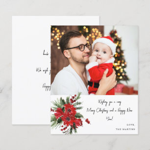 Papier Budget Poinsettia Floral Note Photo de vacances