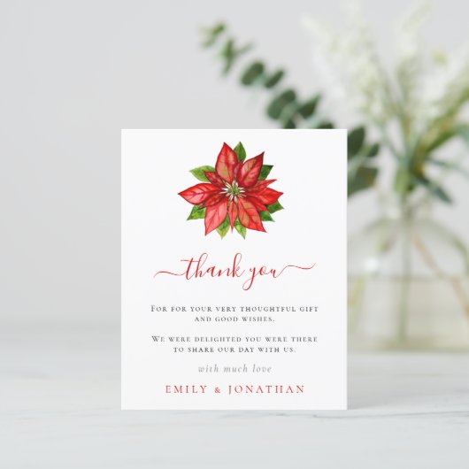 Papier Budget Poinsettia Photo Xmas Mariage Merci (Debout devant)
