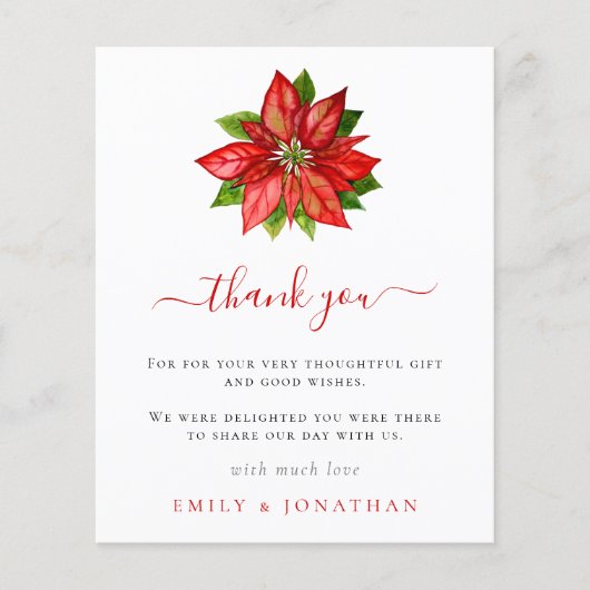Papier Budget Poinsettia Photo Xmas Mariage Merci (Devant)