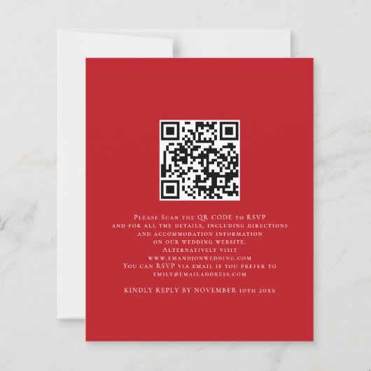 Papier Budget Poinsettia QR Code Faire-part de mariage (Dos)