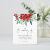 Papier Budget Poinsettia QR Code Faire-part de mariage (Debout devant)
