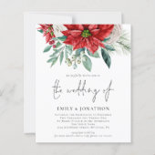 Papier Budget Poinsettia QR Code Faire-part de mariage (Devant)