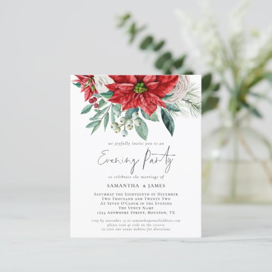 Papier Budget Poinsettia QR Code Mariage Soirée (Debout devant)