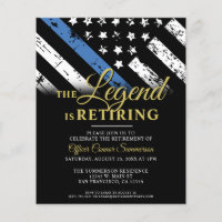Budget Police Blue Retirement Party Invitation