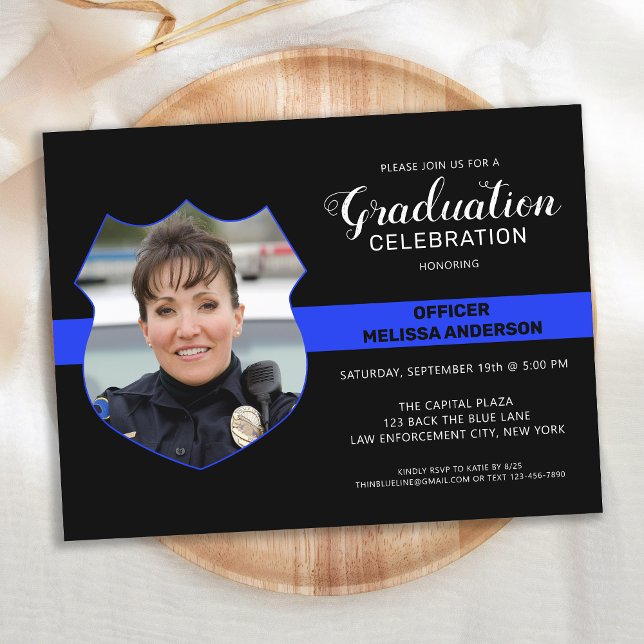 Papier Budget Police Graduation Party Invitation photo (Créateur téléchargé)
