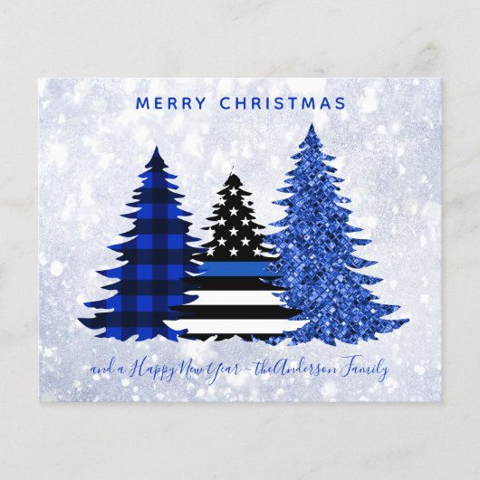 Papier Budget Police Noël Ligne bleue Plaid Parties scint (Devant)