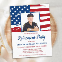 Budget Police Retirez Party Photo USA Flag Card