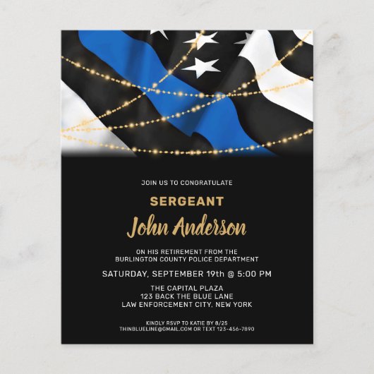 Papier Budget Police Retraite Invitation de l'application (Devant)