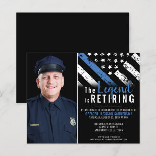 Papier Budget Police Retraite Party Photo Invitation