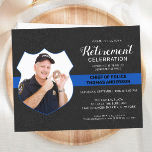 Papier Budget Police Retraite Party Photo Invitation