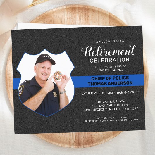 Papier Budget Police Retraite Party Photo Invitation