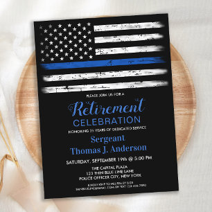 Papier Budget Police Retraite Photo Party Invitation