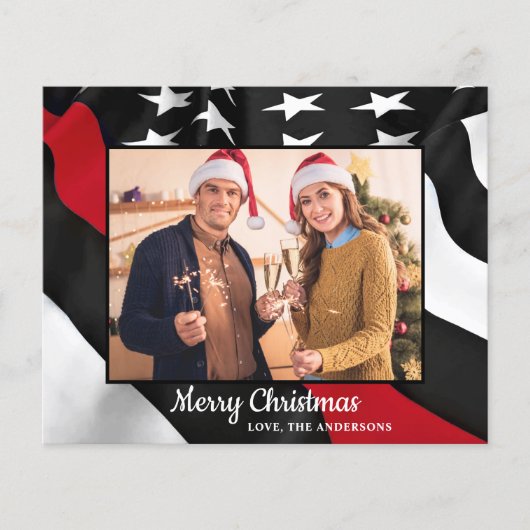 Papier Budget Pompier Noël Mince drapeau de la ligne roug (Devant)