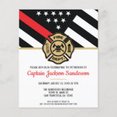 Papier Budget Pompiers Retraite Ligne rouge Invitation (Devant)