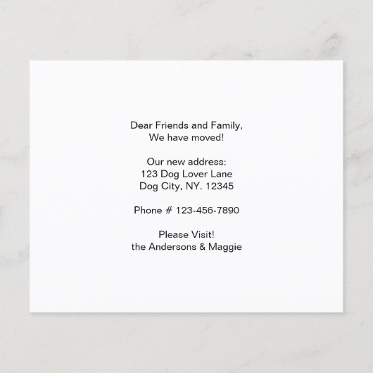 Papier Budget Poodle Nous avons déplacé un nouveau Addres (Dos)