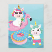 Papier BUDGET Pool Party Unicorne Anniversaire Invitation (Dos)