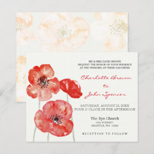 Papier Budget Poppies Invitations de mariage florales mod