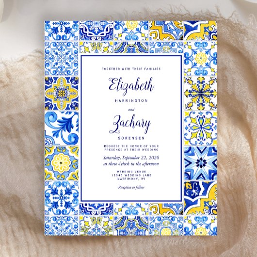 Papier Budget Portugais Carrelage Bleu Jaune Mariage Invi
