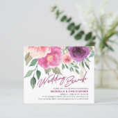 Papier Budget Post Mariage Brunch Aquarelle Rose Peonies (Debout devant)