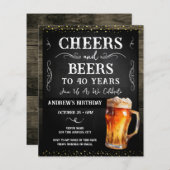 Papier Budget pour la fête d'anniversaire de 40 ans Cheer (Devant / Derrière)